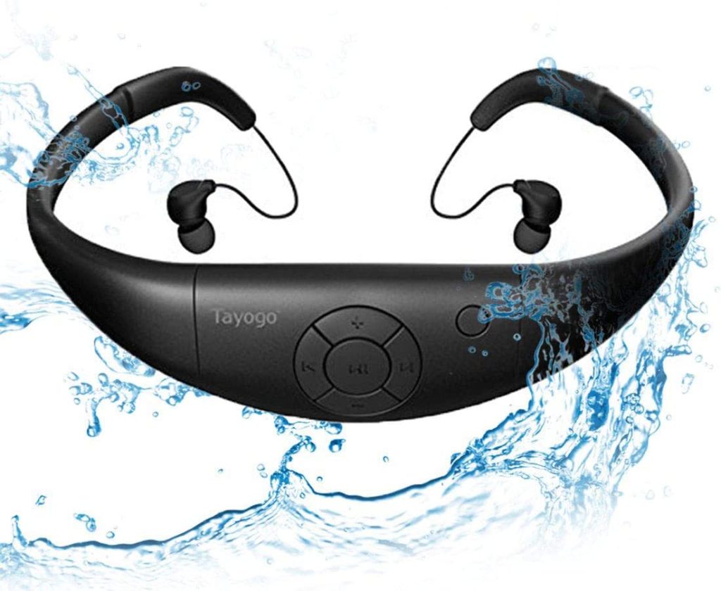 Tayogo Reproductor de MP3 impermeable para nadar + auriculares Bluetooth  para correr | Auriculares subacuáticos IPX8, reproductor de música de 8 GB