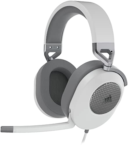 Corsair HS65 SURROUND Auriculares para juegos (Sonido envolvente Dolby Audio 7.1 en PC y Mac, Micrófono omnidireccional, Tecnología SoundID de SonarWorks, Control de volumen de fácil acceso) Blanco