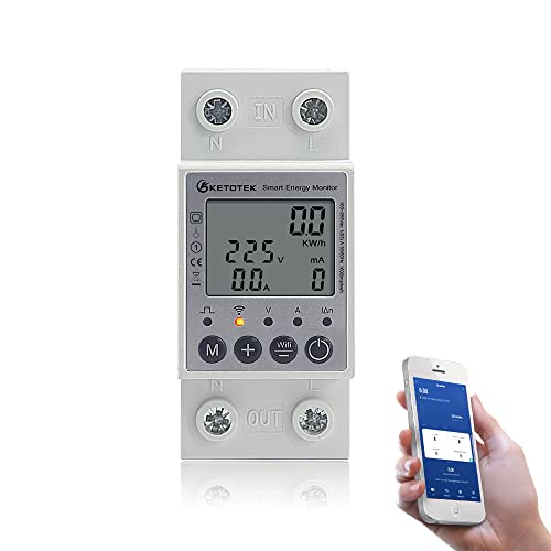 KETOTEK Smart Medidor de Consumo Electrico Monofásico Digital LCD Medidor de Energía WiFi Din Rail Contador de Corriente Power Meter Smartmeter