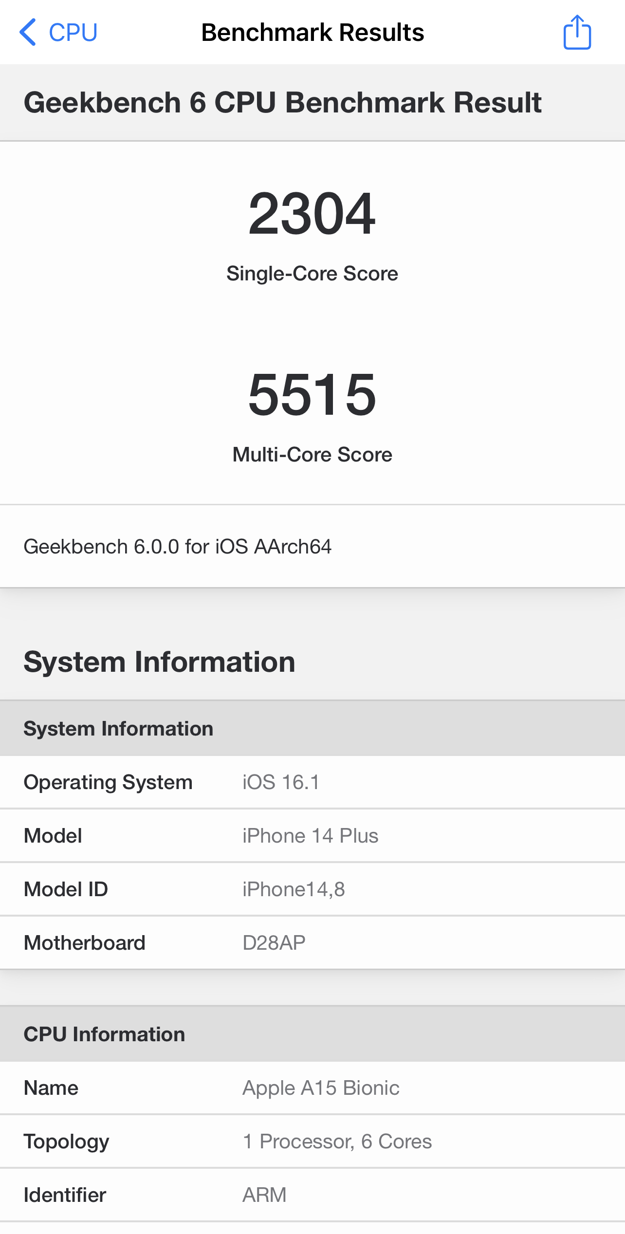 GeekBench6 CPU