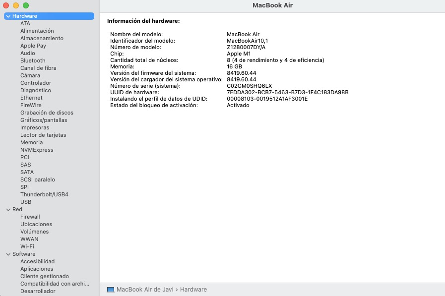 Ver hardware en Mac
