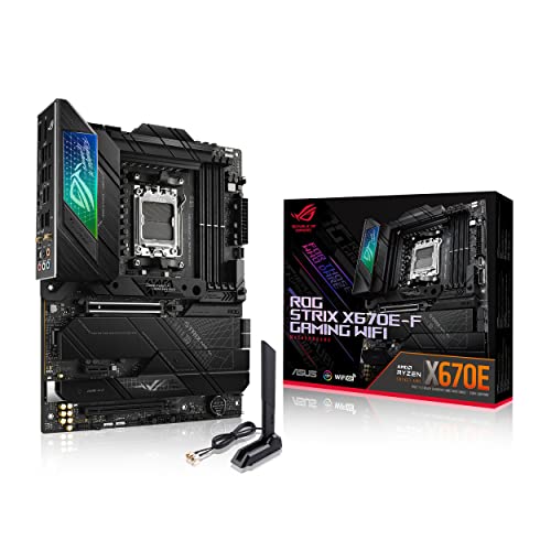 ASUS ROG Strix X670E-F Gaming WiFi - Placa Base ATX (AMD Ryzen AM5, VRM de 16 + 2 Fases, DDR5, 4 Ranuras M.2 con disipadores térmicos, USB 3.2 Gen 2 x 2, PCIe 5.0, WiFi 6E, AI Cooling II y Aura Sync)