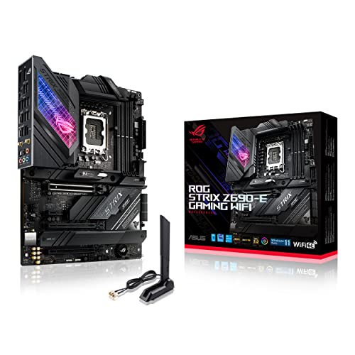 ASUS ROG Strix Z690-E Gaming WiFi 6E LGA 1700 (Intel 12ª generación) placa base para juegos ATX (PCIe 5.0, DDR5,2.5 GB LAN, Thunderbolt 4,5xM.2,1xPCIe 5.0 M.2,ROG Hyper M.2 Card,Panel frontal USB 3.2 Gen 2x2 Tipo-C)