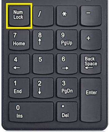 Activa la función Bloq Num en el teclado