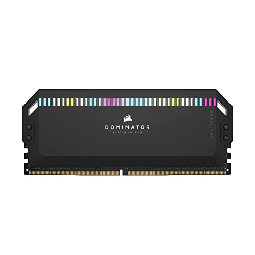Corsair DOMINATOR PLATINUM RGB DDR5 32 GB (2 x 16 GB) 5600MHz C36 Memoria per Desktop (Regulación de voltaje integrada, Refrigeración DHX patentada, 12 LEDs CAPELLIX RGB, Optimizadas para Intel) Negro