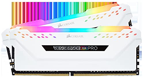 Corsair Vengeance RGB Pro - Kit de Memoria Entusiasta 16 GB (2 x 8 GB), DDR4, 3200 MHz, C16, XMP 2.0, Iluminación LED RGB, Blanco