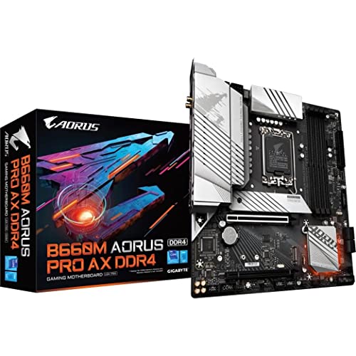 GIGABYTE B660M AORUS PRO AX DDR4 (B660/Intel/LGA/ 1700/Micro-ATX/ DDR4/Dual M.2/PCIe 4.0/USB 3.2 Gen2 Type-C/WiFi 6 802.11ax/Intel 2.5GbE LAN/placa base)