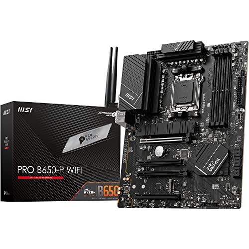 msi PRO B650-P WiFi Placa Base, ATX - Soporta Procesadores AMD Ryzen Serie 7000, AM5 - Memoria DDR5 Boost 6400+MHz/OC, 2 x PCIe 4.0 x16, 2 x M.2 Gen4, Wi-Fi 6E