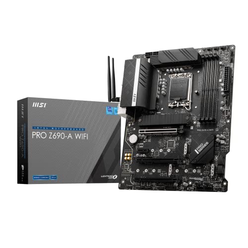 MSI PRO Z690-A WIFI Placa Base, ATX - Soporta Procesadores Intel Core 12th Gen, LGA 1700 - 14 Duet Rail 55A VRM, DDR5 Memory Boost 6400MHz/OC, 1 x PCIe 5.0 x16, 3 x M.2 Gen4 x4, 2.5G LAN, Wi-Fi 6E