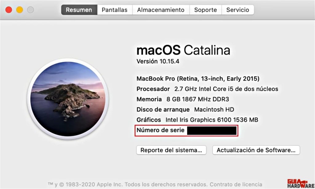 Número de serie de un Mac