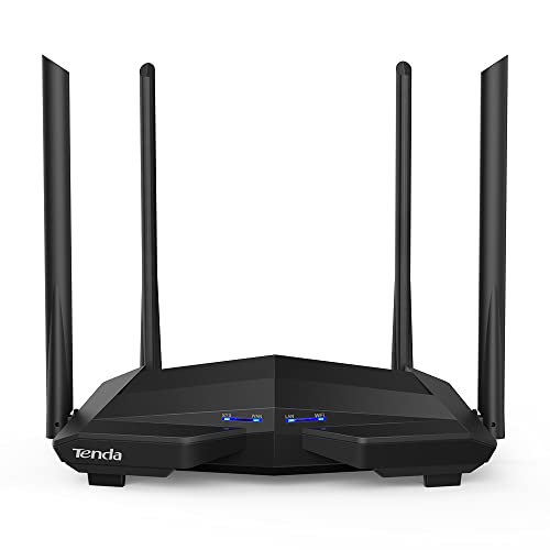 Tenda AC10 - Router WiFi Gigabit de Doble Banda, 2.4 GHz a 300 Mbps y 5 GHz a 867 Mbps, 4 x 6 dBi antenas externas, WAN/3 x LAN puertos de 10/100/1000 Mbps, Gaming, Modo AP, Control APP, MU-MIMO