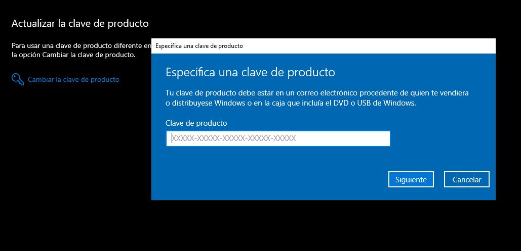 Cambiar la clave del producto Windows