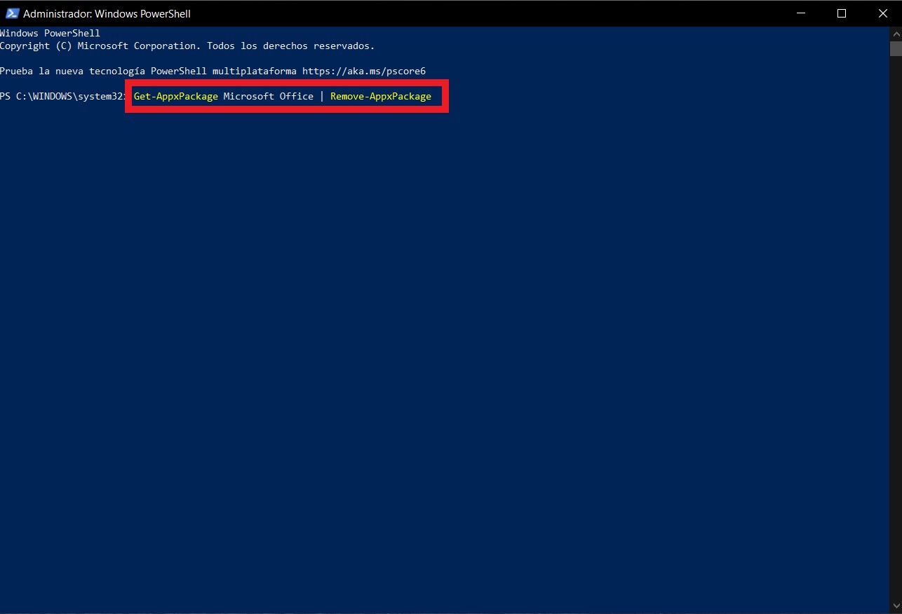 Desinstala Office con PowerShell