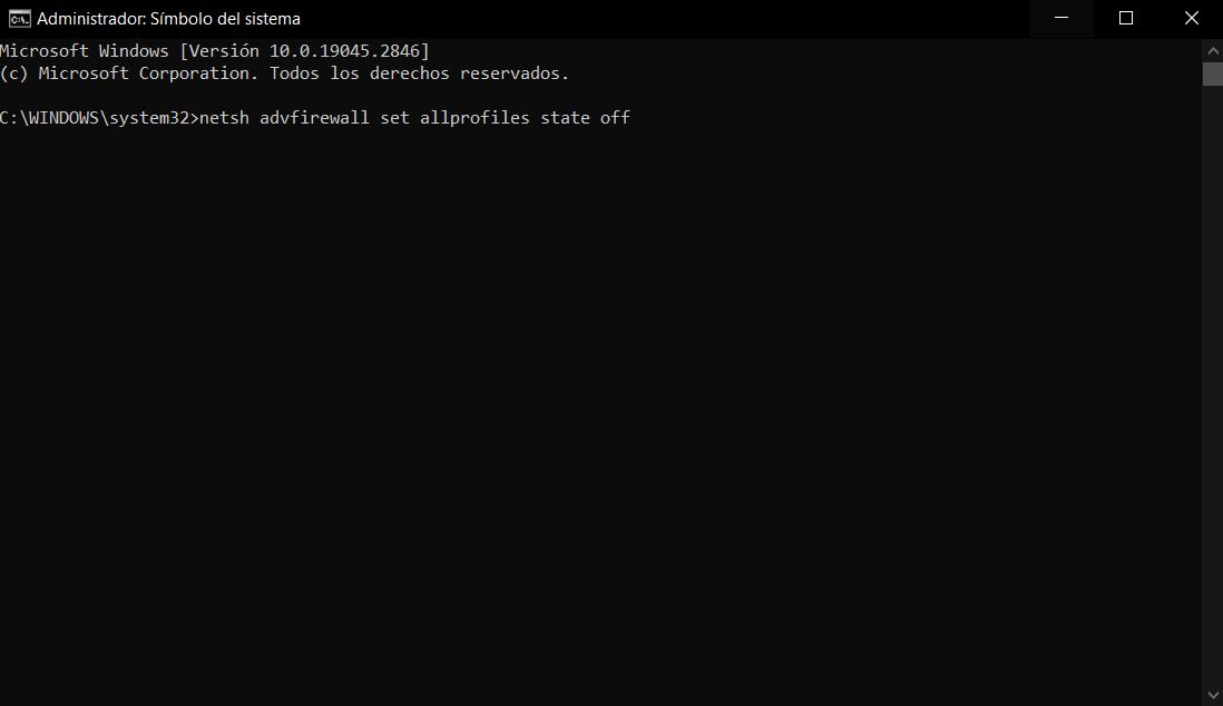 Desactiva Firewall de Windows 10 desde el símbolo del sistema