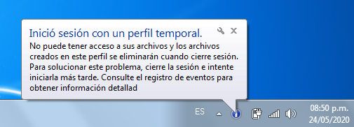¿Qué es el error de perfil temporal en Windows?