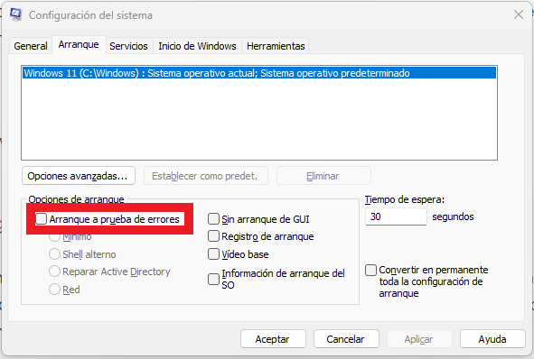 Cómo salir del modo seguro de Windows 11