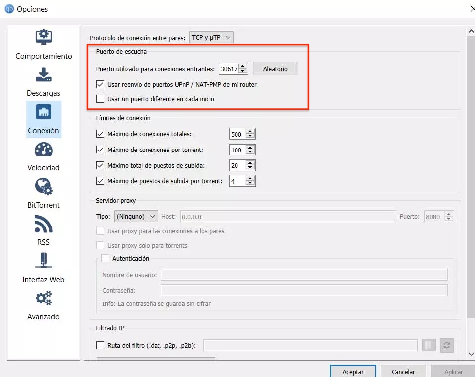 Cambiar de puertos qBittorrent