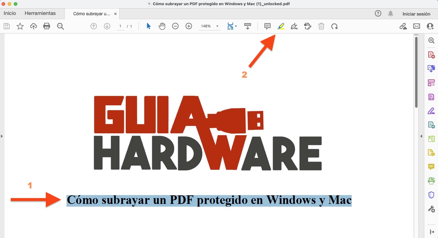 Cómo subrayar un PDF bloqueado