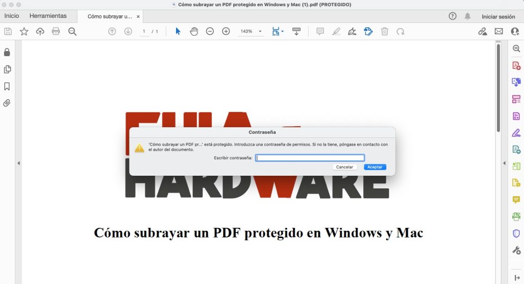 Cómo subrayar un PDF bloqueado