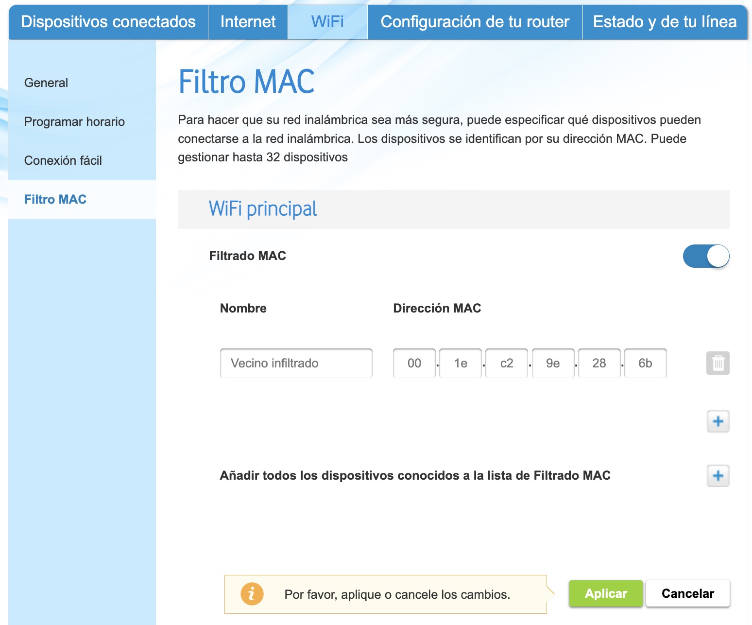 Configuración del router