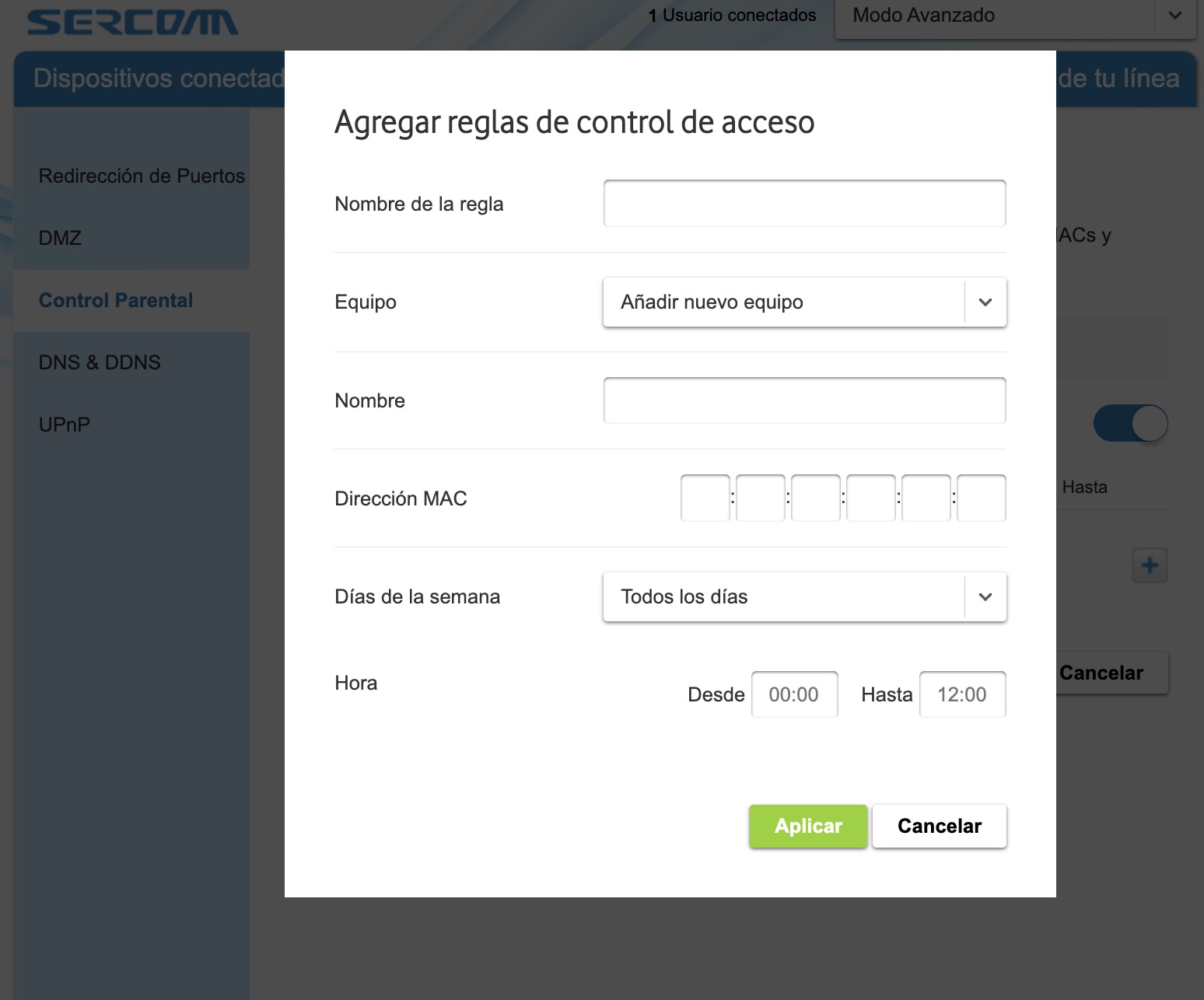 Configuración del router