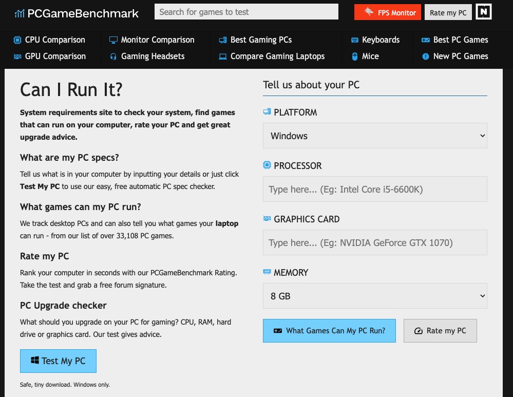 PCGameBenchmark