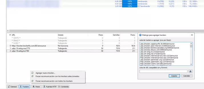 Añadir trackers en qBittorrent
