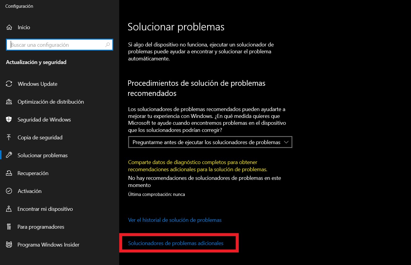 Solucionador de problemas de Windows