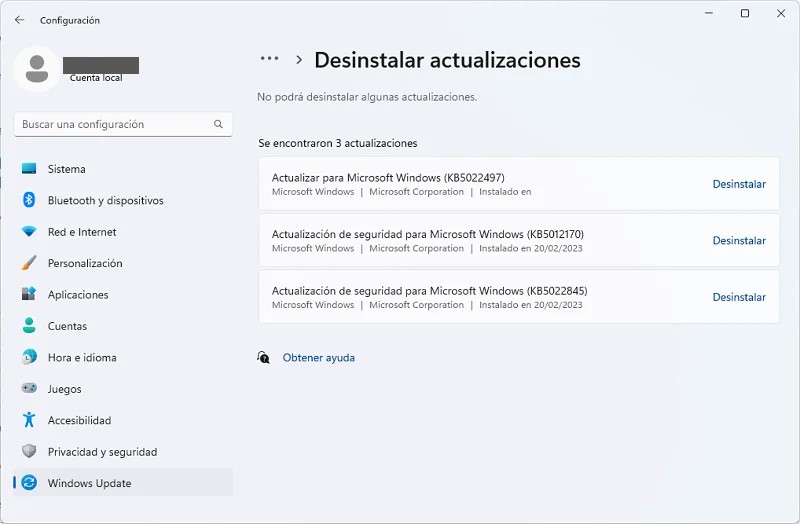 Volver a la versión de Windows 11 anterior