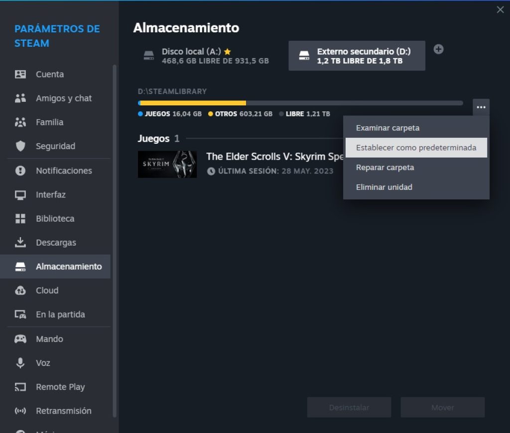 Cómo mover tus juegos de Steam a otro disco duro sin tener que reinstalarlos