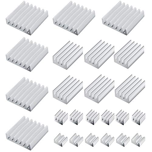 Heqishun 24 Pcs Disipador de Calor Radiador de Aluminio para Raspberry Pi 4 Model B (4 Tamaños)