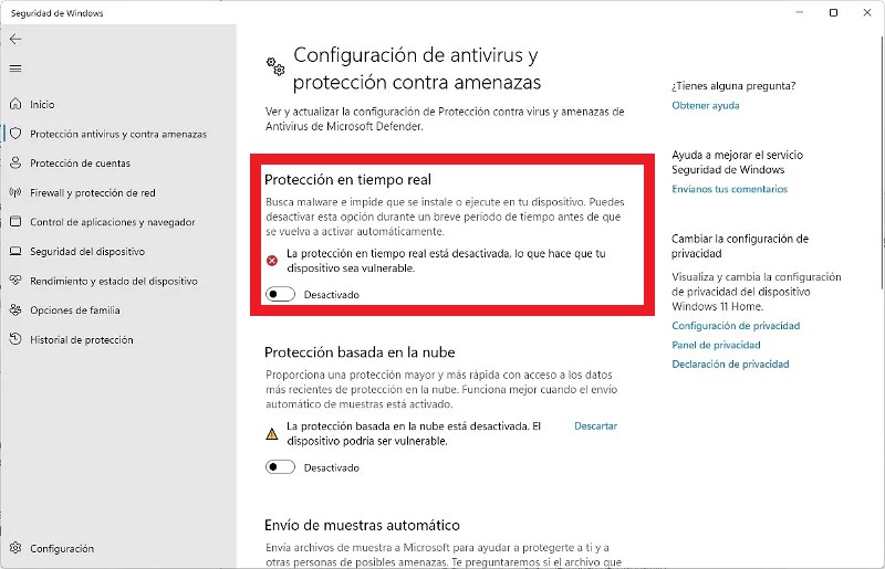 ¿Cómo deshabilitar el antivirus de Windows 11?