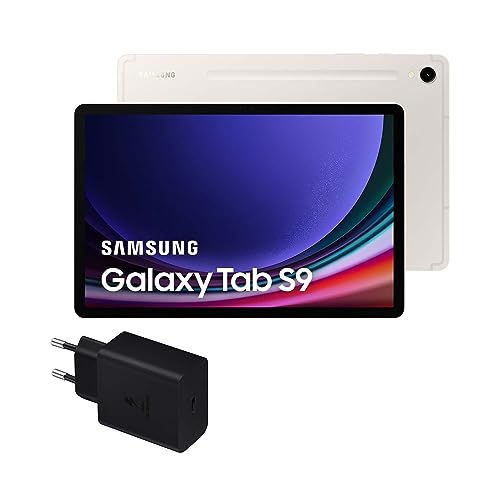 Samsung Galaxy Tab S9, 128 GB, WiFi + Cargador 45W - Tablet Android, Ranura MicroSD, S Pen Incluido, Beige (Versión Española)