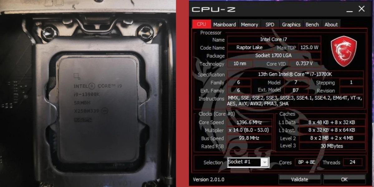 Intel Core i9-13900K falso es i9-13700K