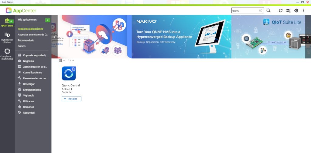 Qsync en el app center de QNAP