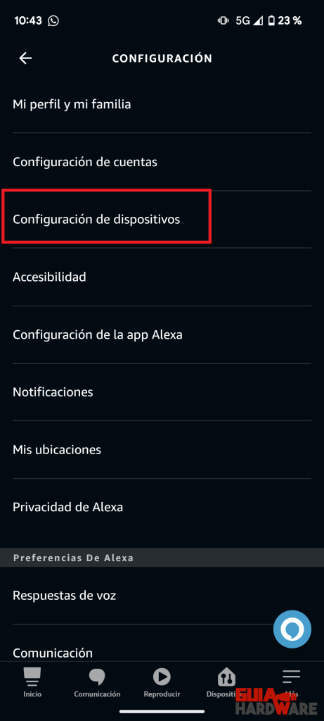 Configuración de dispositivos Alexa