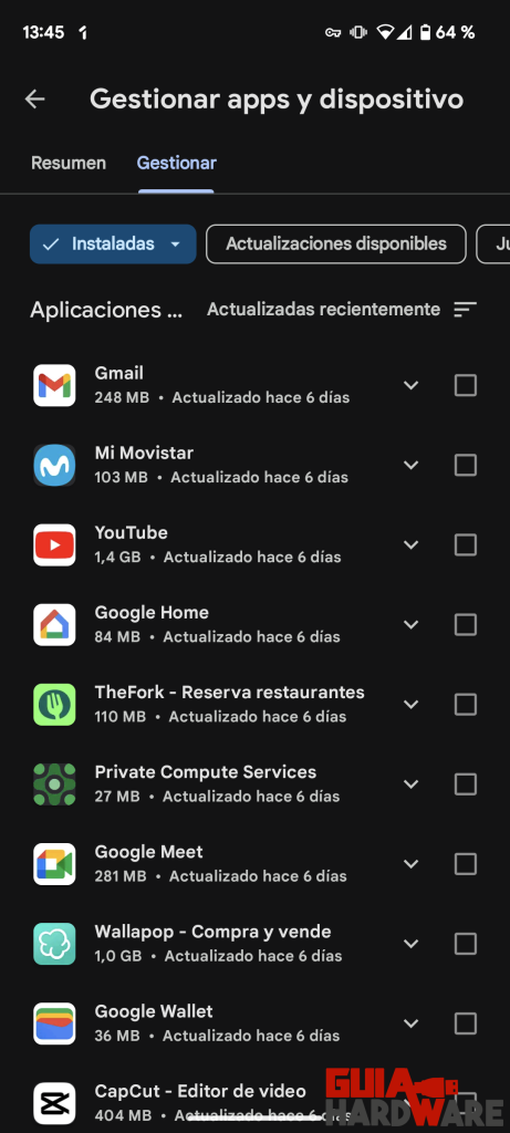 Actualizar o instalar aplicaciones