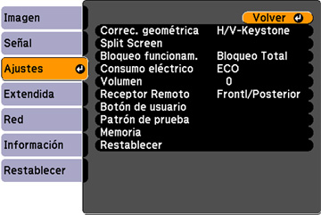 Ajustes proyector