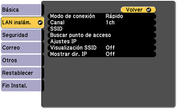 configurar la conexión inalámbrica en tu proyector