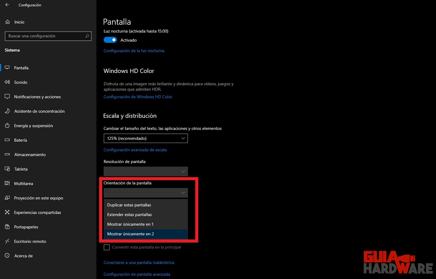 Configuración doble pantalla proyector