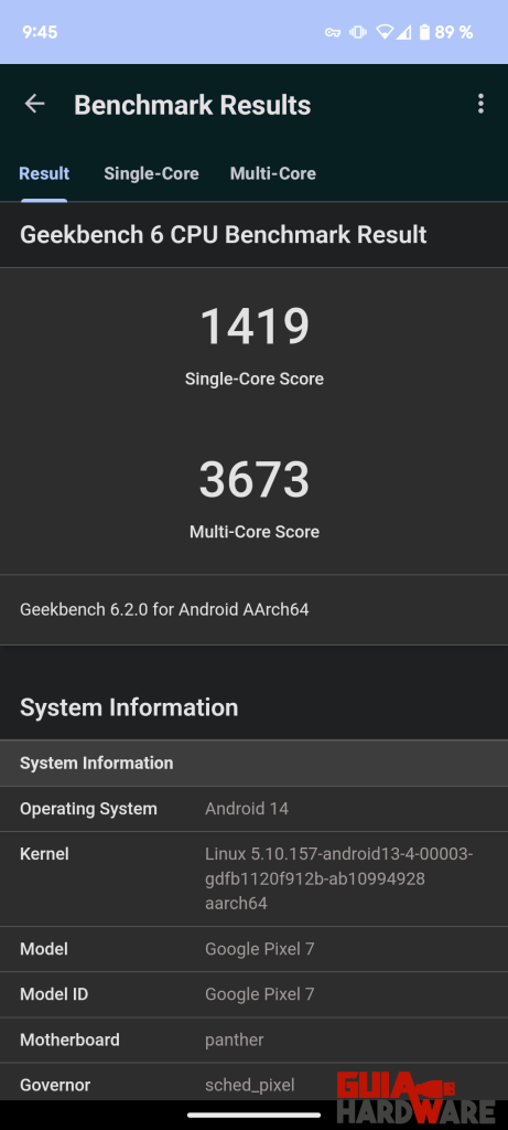 Pixel 7 Geekbench 6