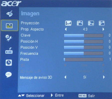 Configuración de la imagen de un proeyctor