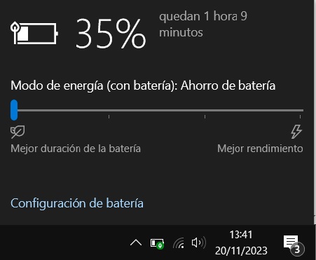 Modo ahorro de energía Windows