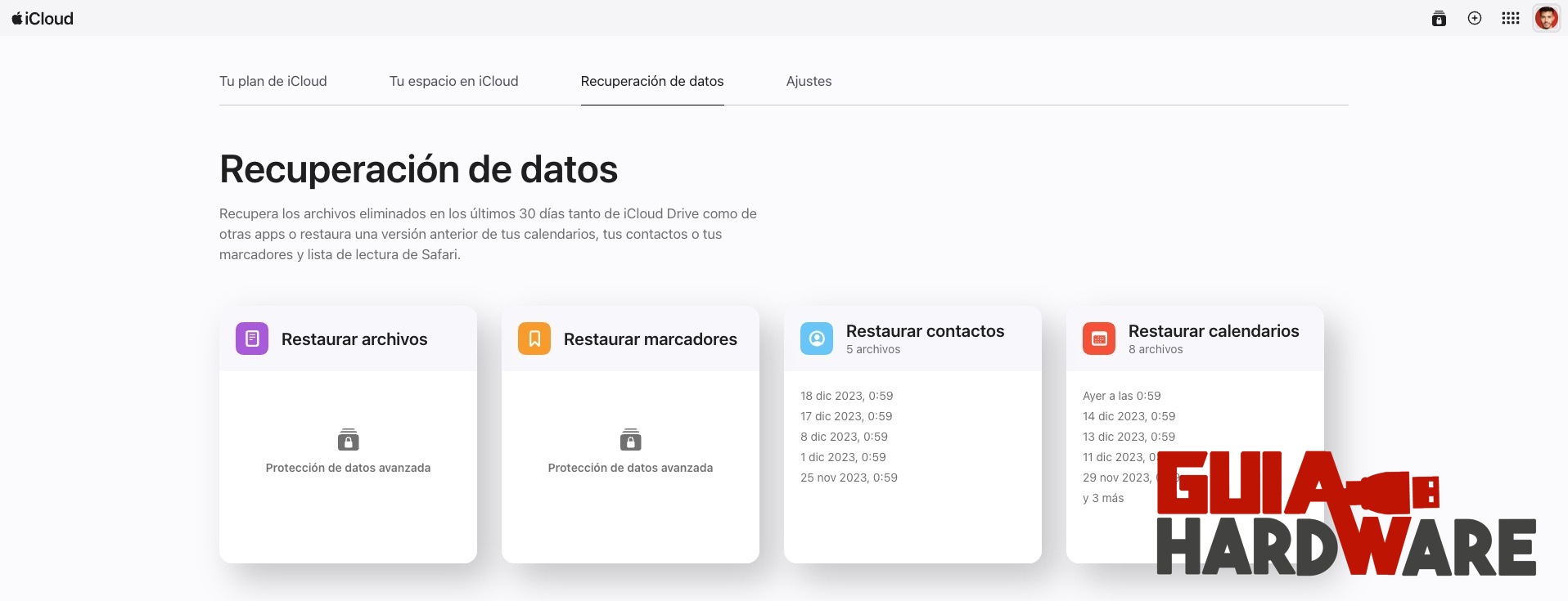 Recuperación de datos en iCloud