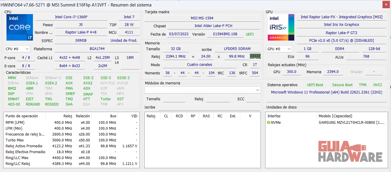 MSI Summit E16 Flip A13V BENCHMARKS