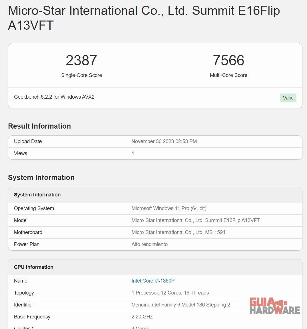 MSI Summit E16 Flip A13V BENCHMARKS