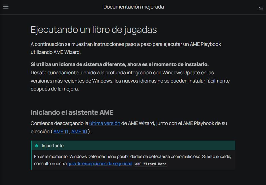 Página web de descarga de AME