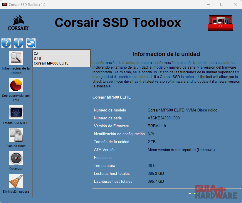 CORSAIR MP600 ELITE en CORSAIR SSD Toolbox
