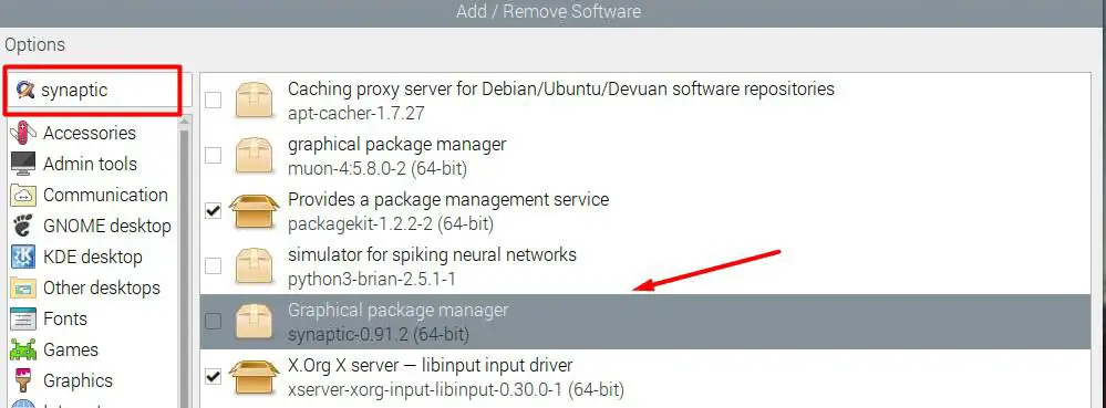 Add/Remove software Raspberry Pi