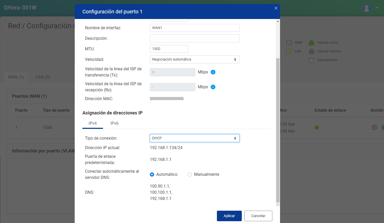 Panel Qhora configuración